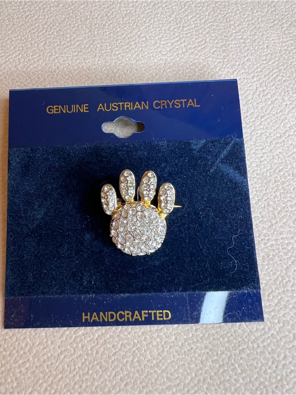 Paw Pin Brooch Genuine Austrian Crystal- Vintage New Old Stock